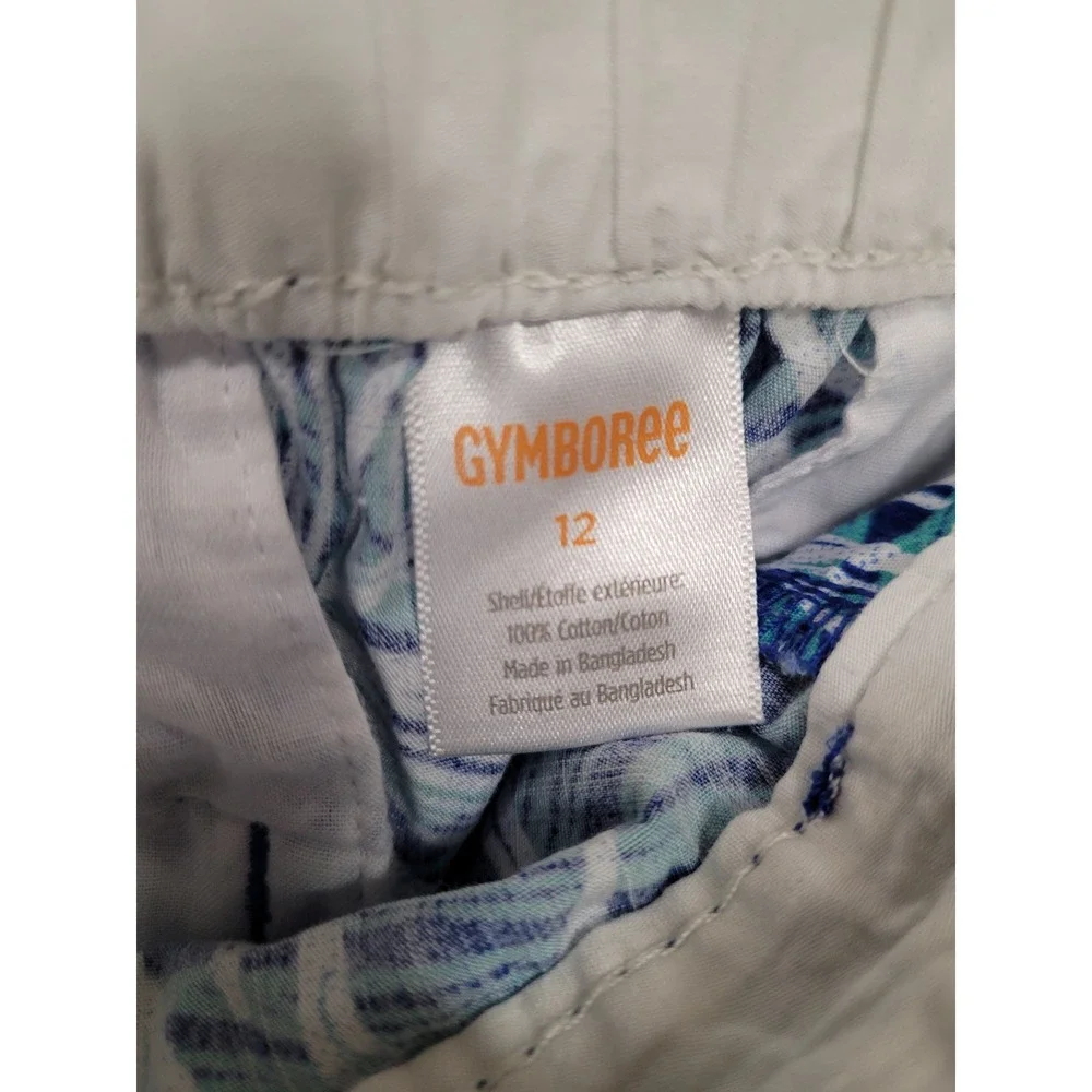 Gymboree Boys Shorts Size 12 Bundle Flamingo Khaki Tropical Palm Leaf Blue 2pk